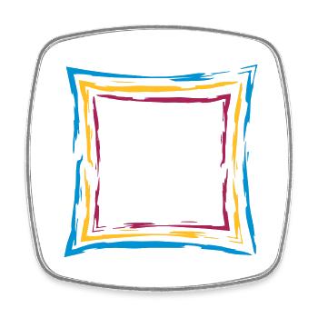 bunt viele linien rahmen quadrat umrandung viereck - Viereckiger Kühlschrankmagnet - Weiß - Vorne