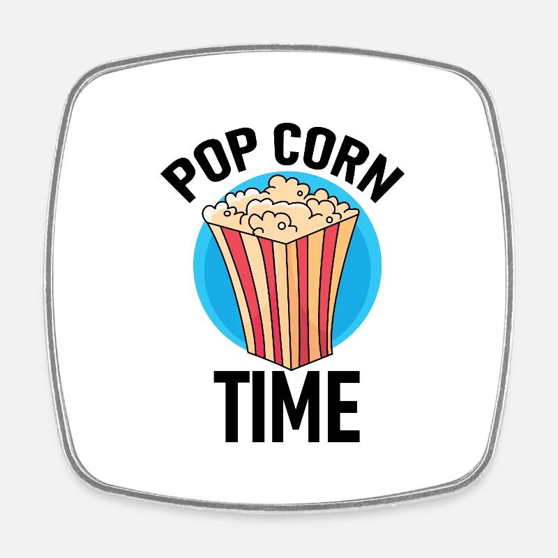 Popcorn Time! - Square fridge magnet - white