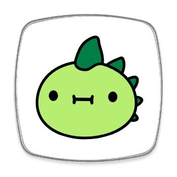 dinosaur head face - Square fridge magnet - white - Front