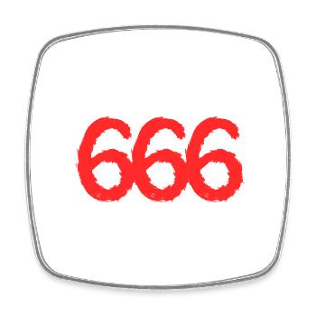 666 Symbol Zahl - Viereckiger Kühlschrankmagnet - Weiß - Vorne
