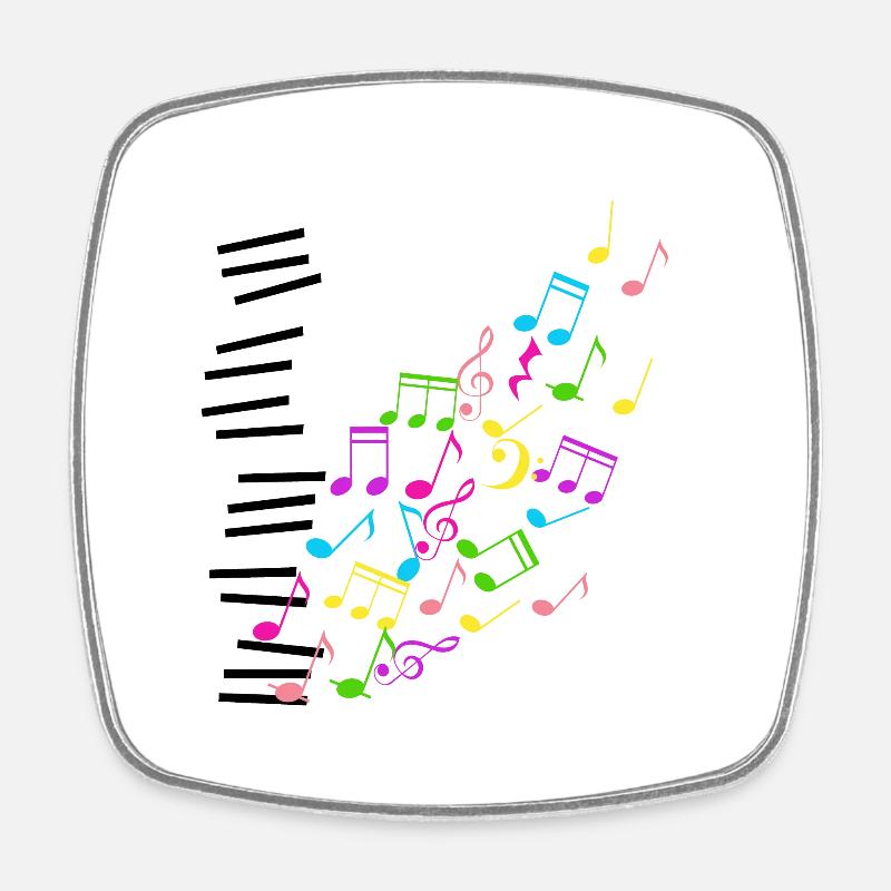 Notes colorées piano - Magnet carré - blanc