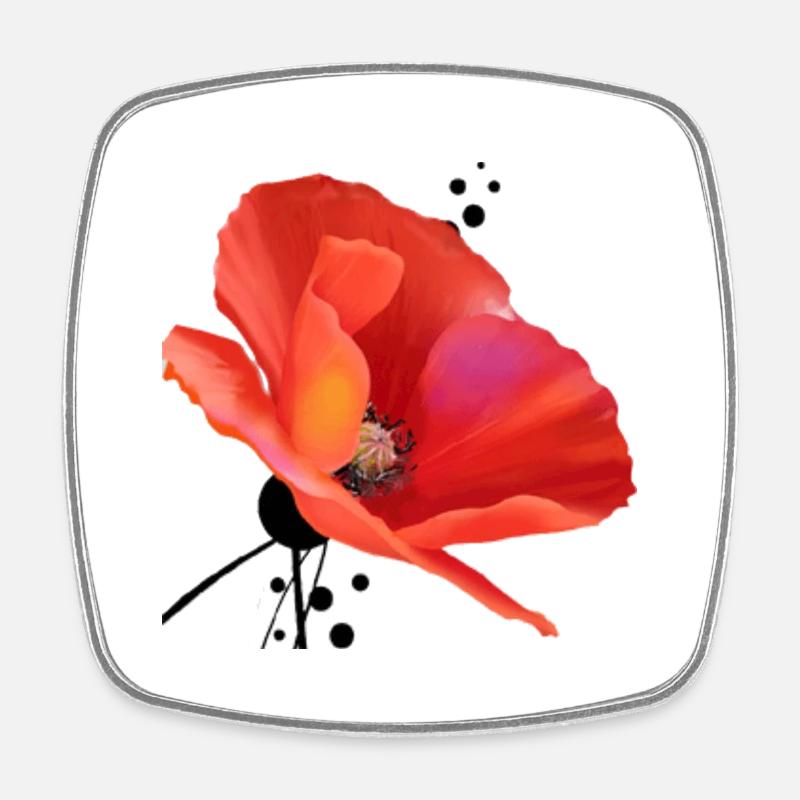 Coquelicot - Magnet carré - blanc