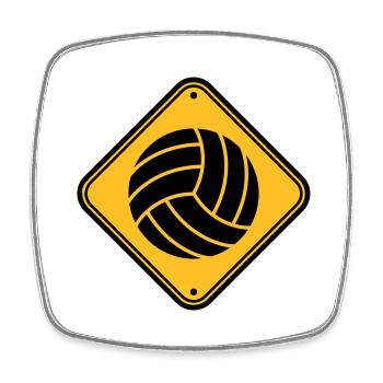 shield warning danger caution danger volleyball ro - Square fridge magnet - white - Front