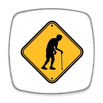 Attention retirement home sign - Square fridge magnet - white - Front