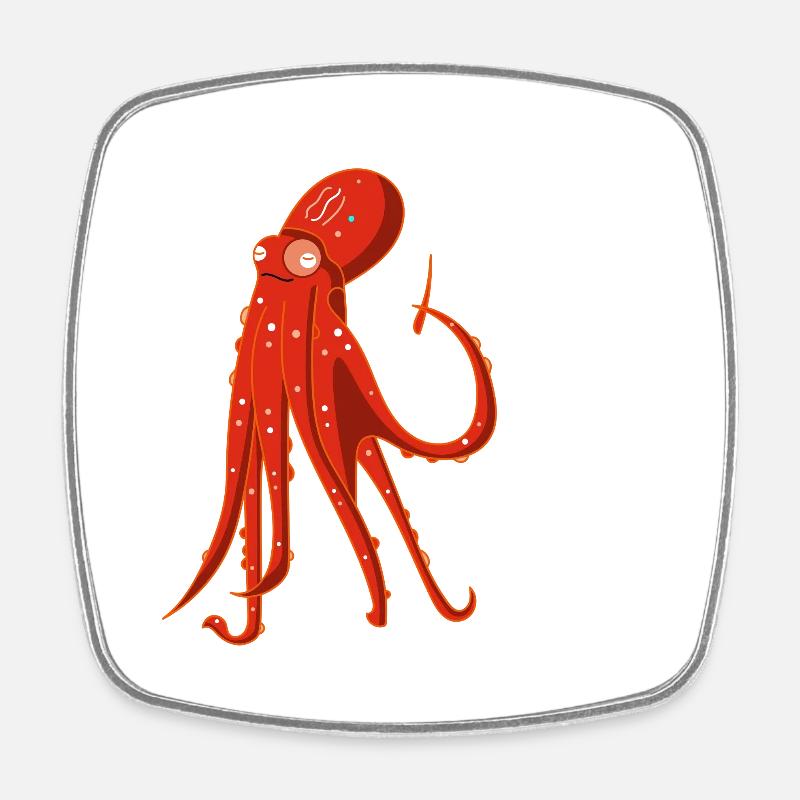 Octopus is screaming (b) - Square fridge magnet - white