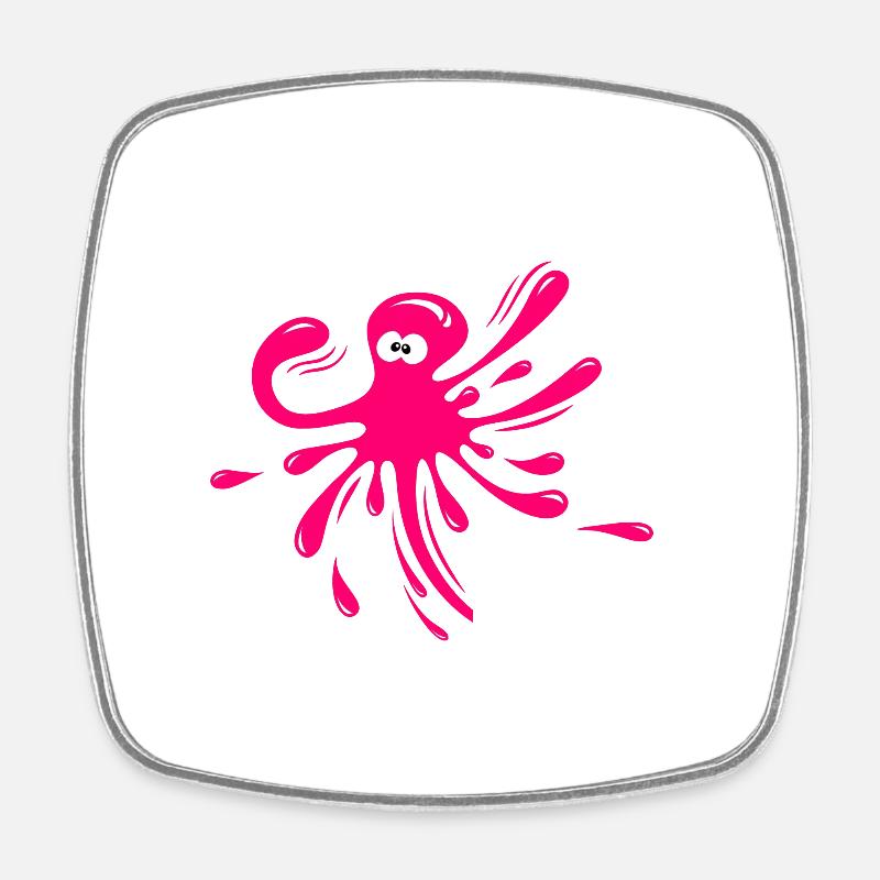 octopus - Square fridge magnet - white