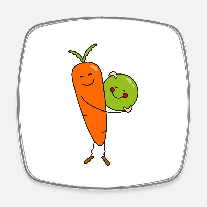 Carrot and pea - Square fridge magnet - white