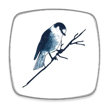 Sparrow on branch - Square fridge magnet - white - Front