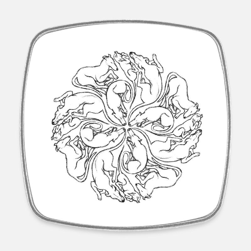 Galgo mandala - Magnet carré - blanc