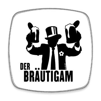 Der Bräutigam (JGA / Bier / Bierkrüge) - Viereckiger Kühlschrankmagnet - Weiß - Vorne