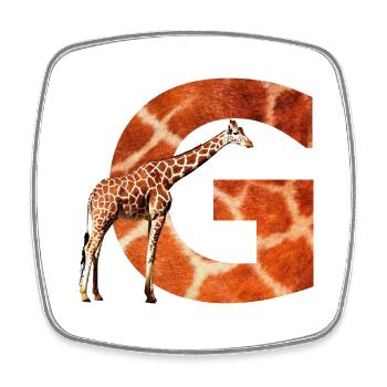 giraffe g - Viereckiger Kühlschrankmagnet - Weiß - Vorne