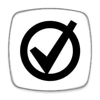 Circle with tick symbol icon check mark yes ok choice - Square fridge magnet - white - Front