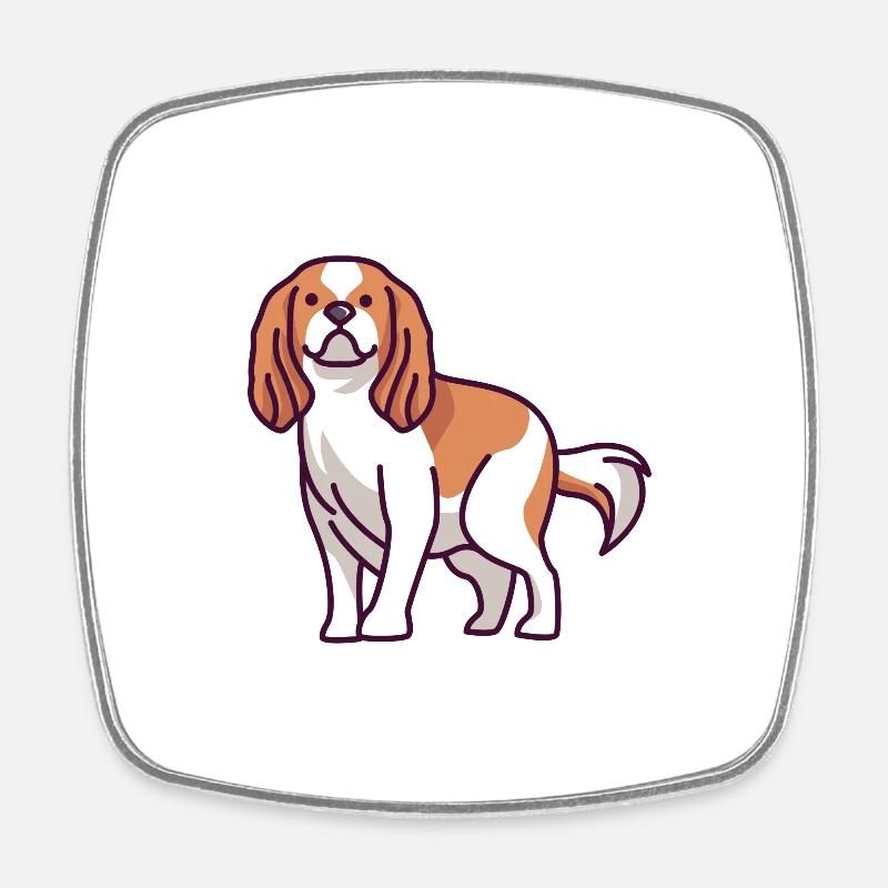 Cavalier King Charles Spaniel - Viereckiger Kühlschrankmagnet - Weiß