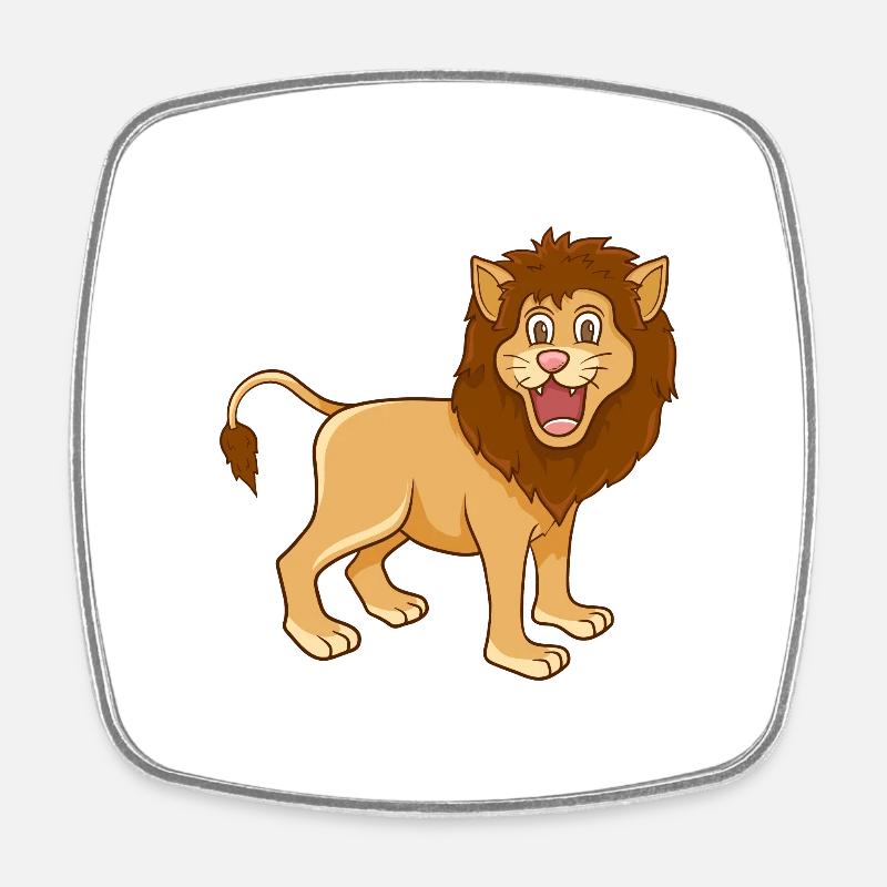 Cartoon lion - Square fridge magnet - white