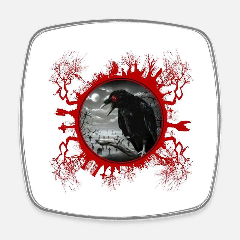 Gothic raven - Square fridge magnet - white