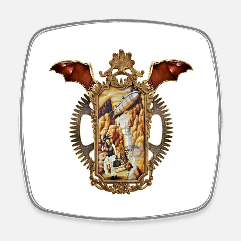 Steampunk Victorian - Square fridge magnet - white