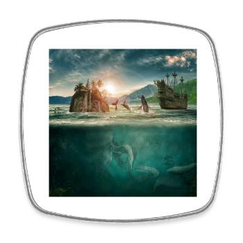 Underwater world of imagination - Square fridge magnet - white - Front