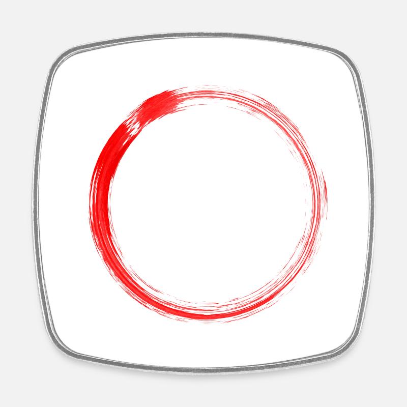 Cercle rouge - Magnet carré - blanc