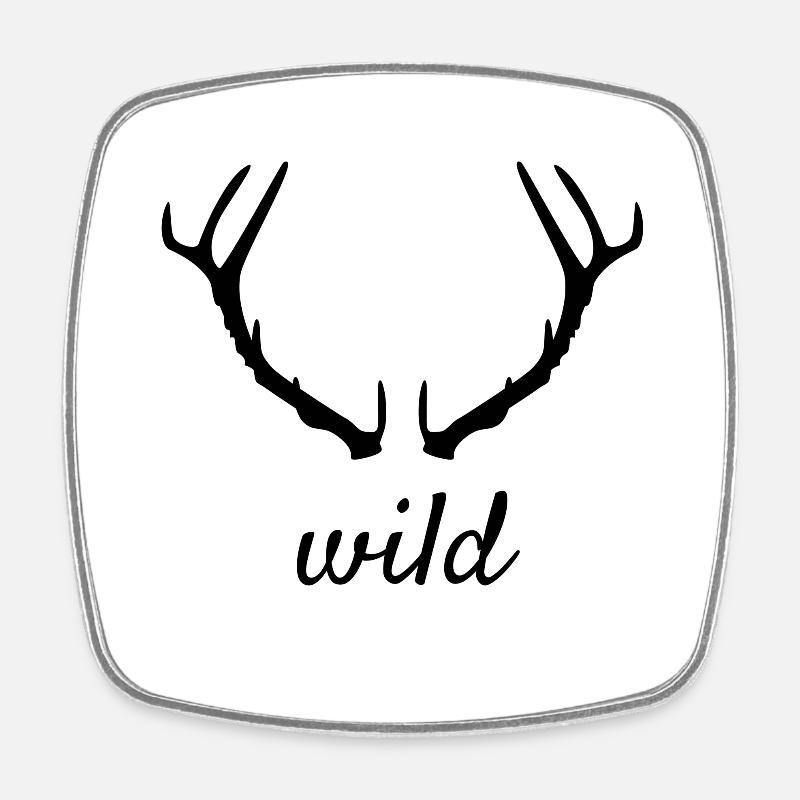 Antlers deer wild black - Square fridge magnet - white