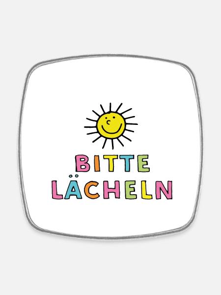 Bitte lächeln - Viereckiger Kühlschrankmagnet - Weiß