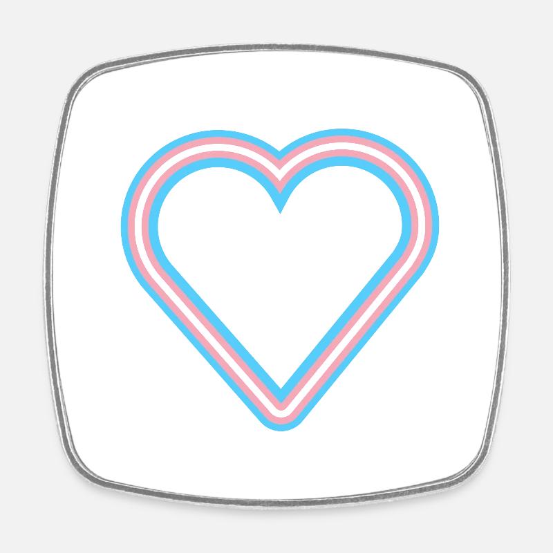 Trans Heart outline - Square fridge magnet - white