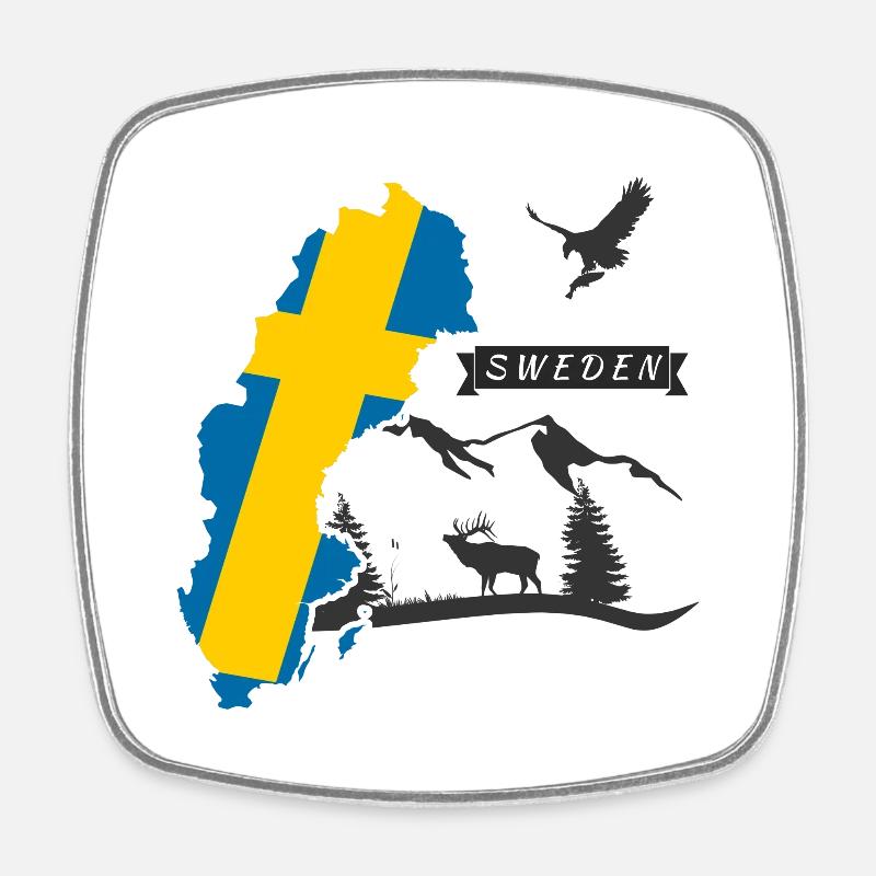 Suède Topographie Drapeau Suède Design - Magnet carré - blanc