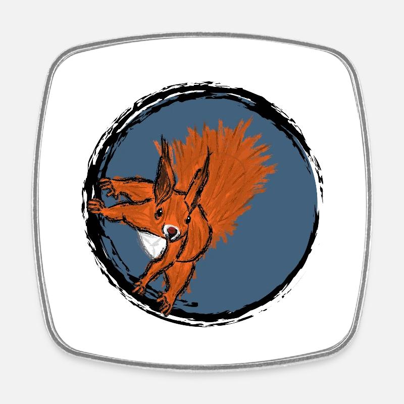 Rotes Eichhörnchen / European Red Squirrel IV - Square fridge magnet - white