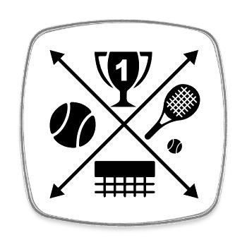 tennis - Magnet carré - blanc - Devant