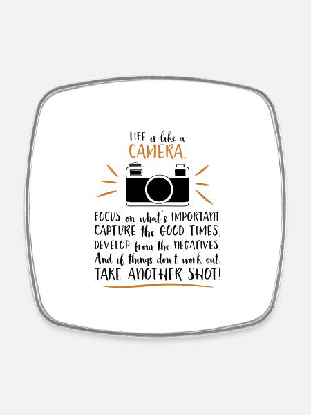 Life is like a Camera - Viereckiger Kühlschrankmagnet - Weiß