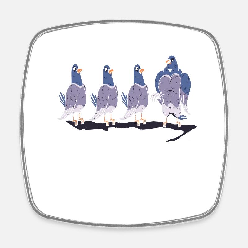 Pigeons, Be Different, Gym, Body Building, Workout FUN - Magnet carré - blanc