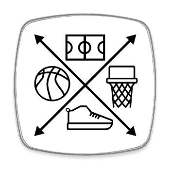 basketball - Magnet carré - blanc - Devant