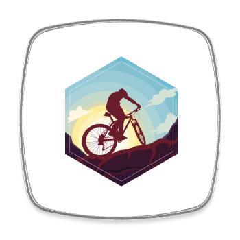 Vélo de montagne cool VTT - Magnet carré - blanc - Devant