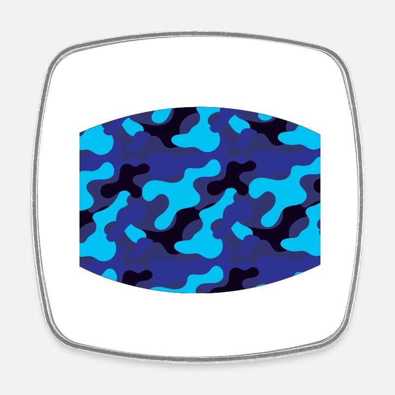 blue camouflage pattern - Square fridge magnet - white