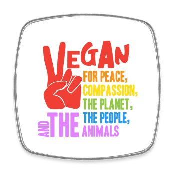 Vegan for peace compassion the planet, the people - Viereckiger Kühlschrankmagnet - Weiß - Vorne