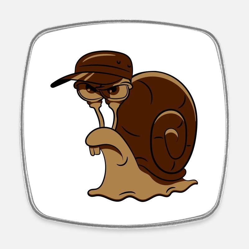Snail funny evil - Square fridge magnet - white