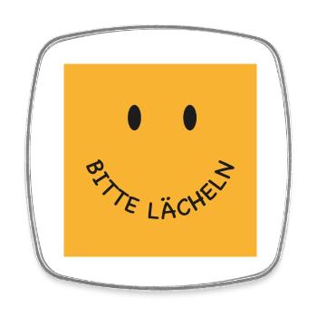 Bitte lächeln Gesichtsmaske - Viereckiger Kühlschrankmagnet - Weiß - Vorne