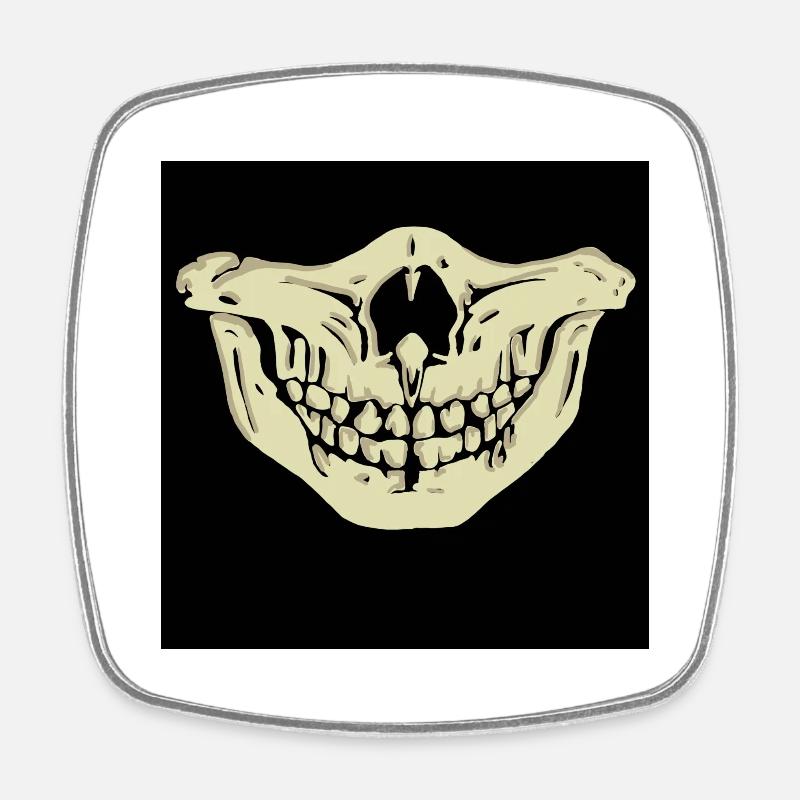 Face mask skeleton denture gift Covid - Square fridge magnet - white