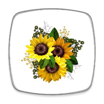Gelbe Sonnenblume Grafik - Viereckiger Kühlschrankmagnet - Weiß - Vorne