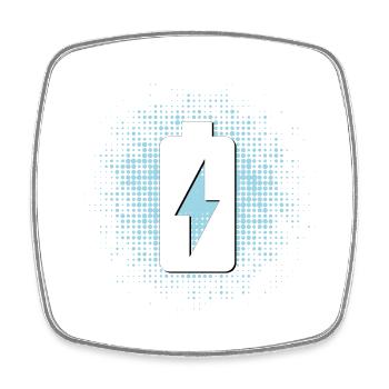 Batterie-Symbol mit Punktehintergrund - Viereckiger Kühlschrankmagnet - Weiß - Vorne