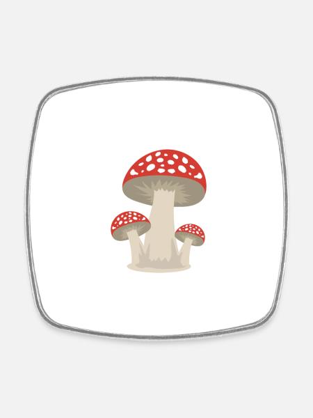 Mushroom lucky guy forest gift idea - Square fridge magnet - white