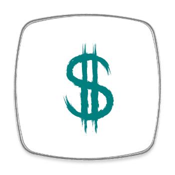 Dollar sign Dollar sign money brush gift - Square fridge magnet - white - Front