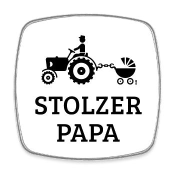 Stolzer Papa (Treckerfahrer Trecker Kinderwagen) - Viereckiger Kühlschrankmagnet - Weiß - Vorne