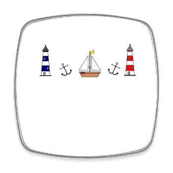 Maritim lighthouse sailboat anchor - Square fridge magnet - white - Front