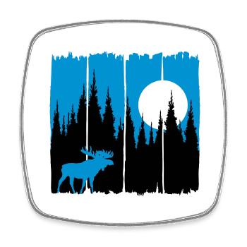 Elch vor Mond/Sonne Waldbewohner Wald Hirsch Tier - Viereckiger Kühlschrankmagnet - Weiß - Vorne
