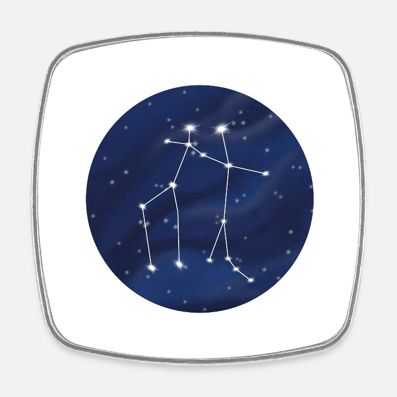Signe du zodiaque de la constellation des Gémeaux - Magnet carré - blanc