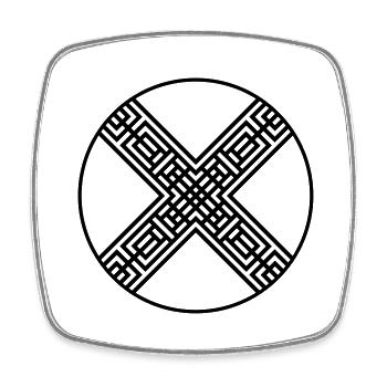 Circle cross ornament - Square fridge magnet - white - Front