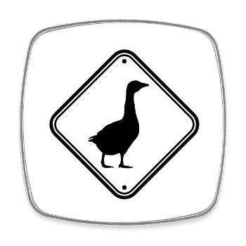 Goose sign caution - Square fridge magnet - white - Front
