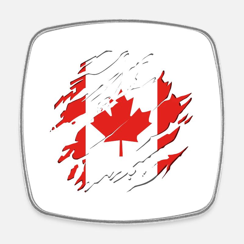 Drapeau canada feuille d'érable feuille d'érable fissures - Magnet carré - blanc