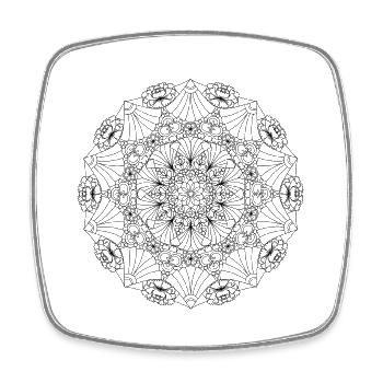 Mandala du Japon à colorier - Magnet carré - blanc - Devant