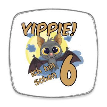 ICH BIN 6 GEBURTSTAG KINDER FLEDERMAUS - Viereckiger Kühlschrankmagnet - Weiß - Vorne
